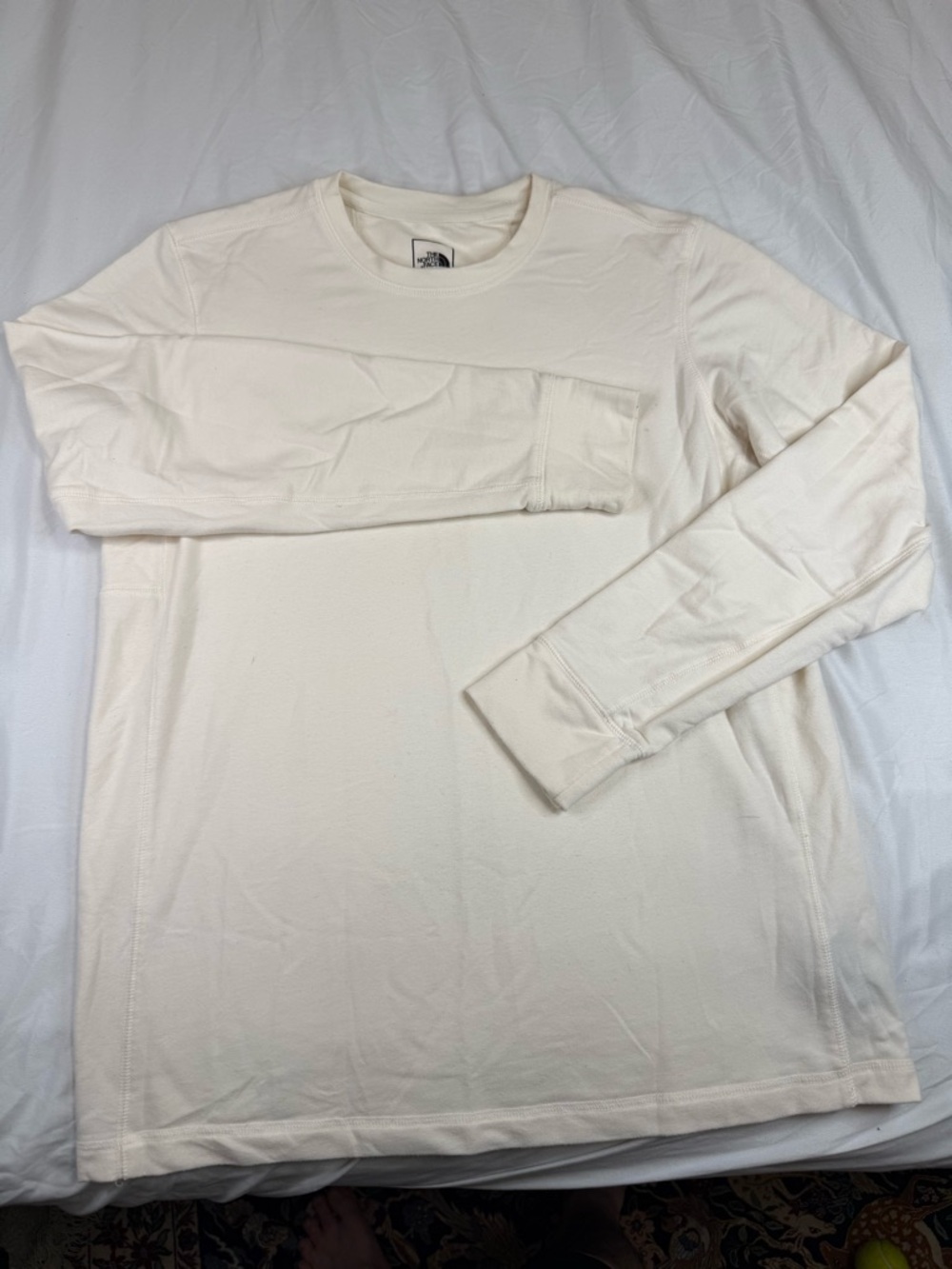 The North Face Long Sleeve Shirt Womens L Cream Performance Crew Neck Athletic